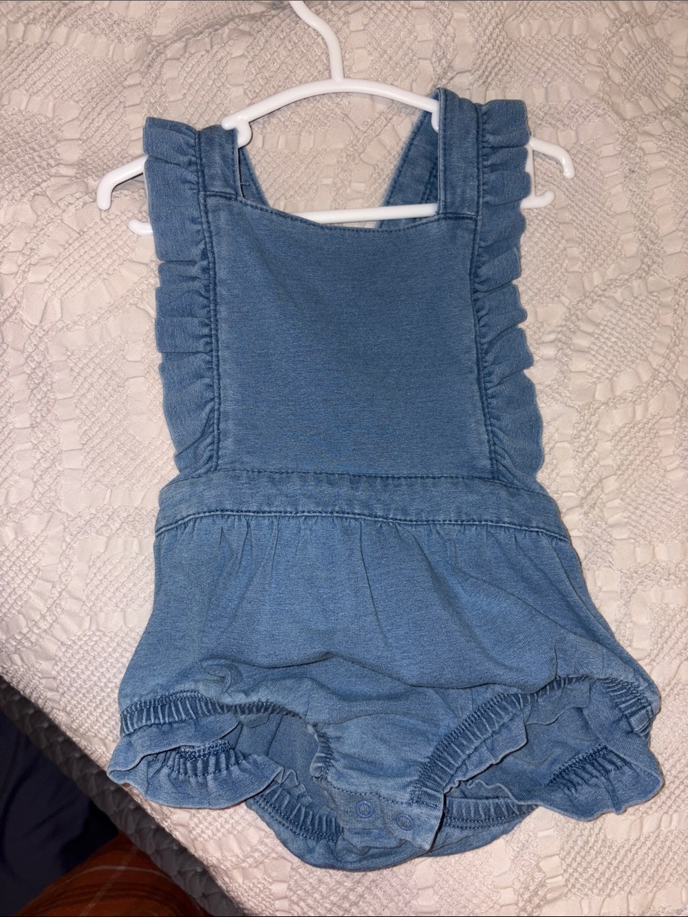 Cat & Jack Blue Ruffle Denim-Style Overalls